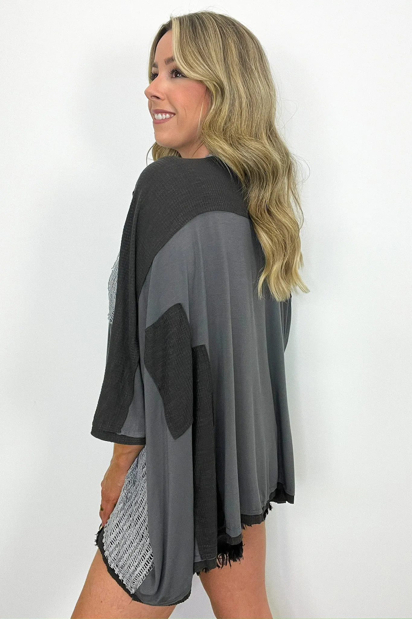 Rylan Oversize High Low Contrast Top