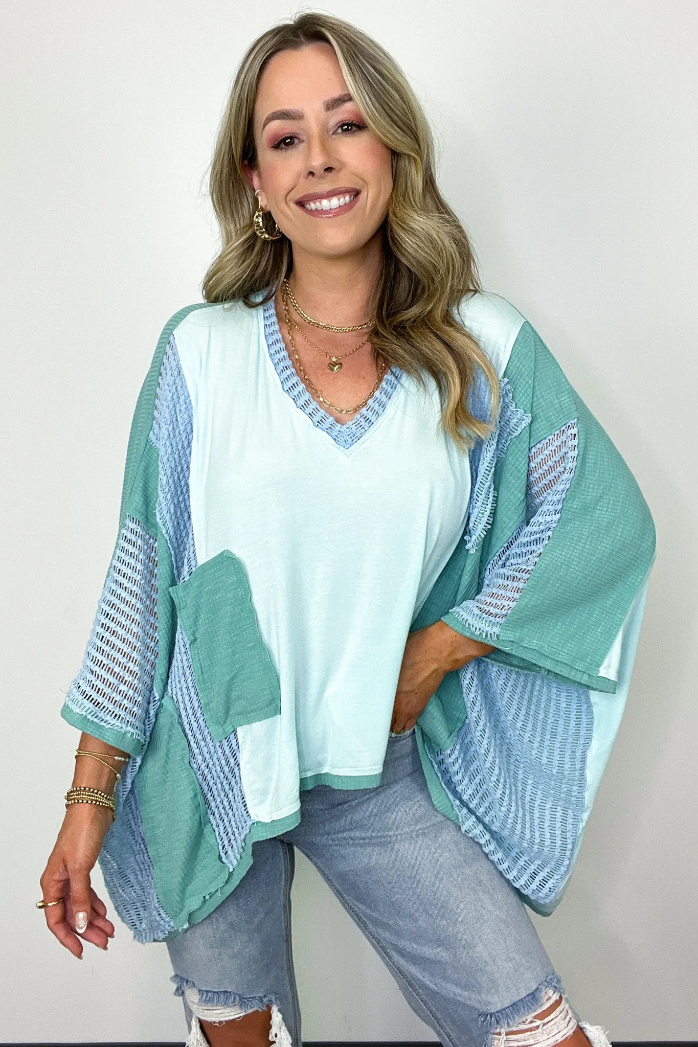 Rylan Oversize High Low Contrast Top