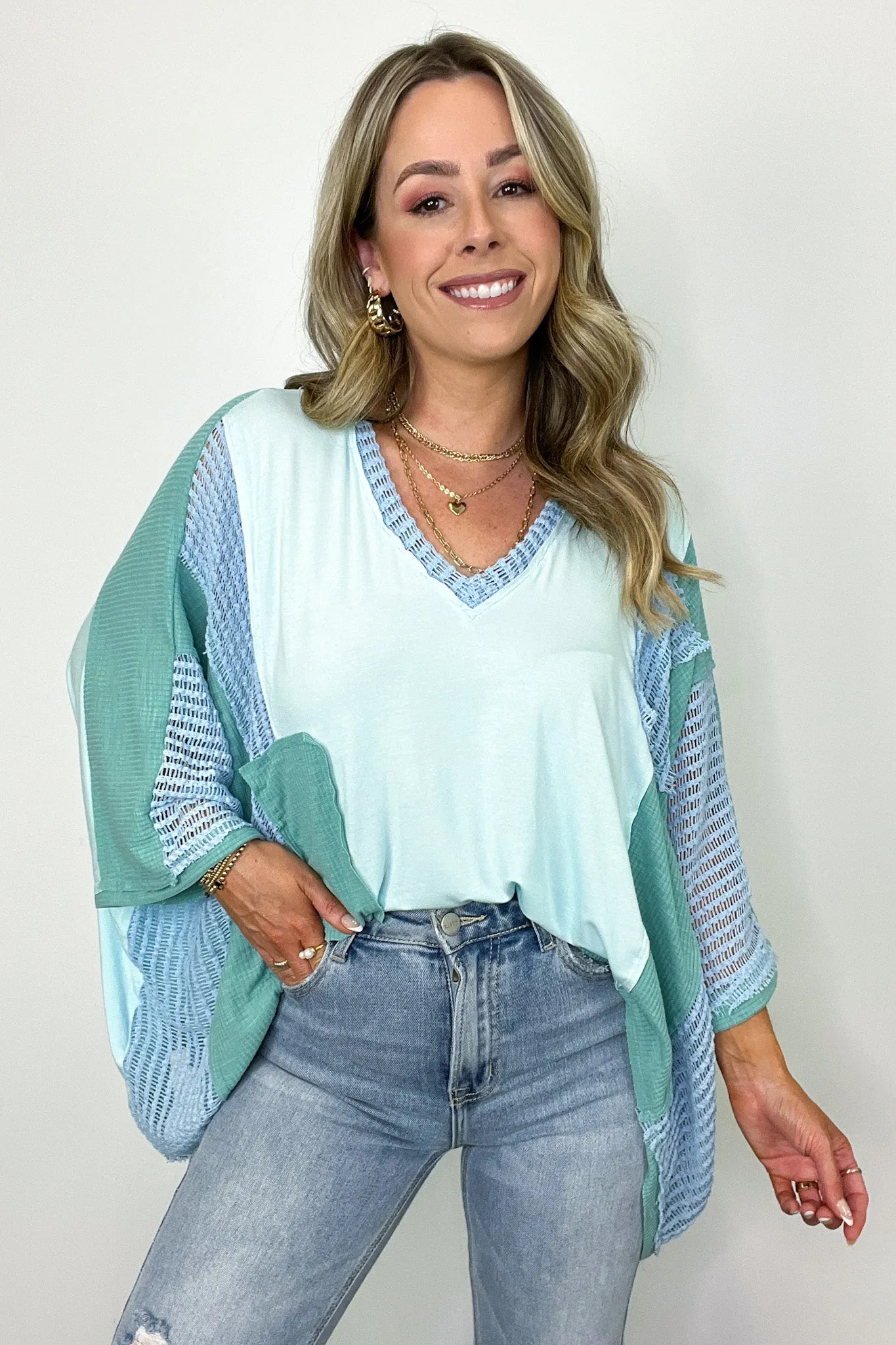 Rylan Oversize High Low Contrast Top