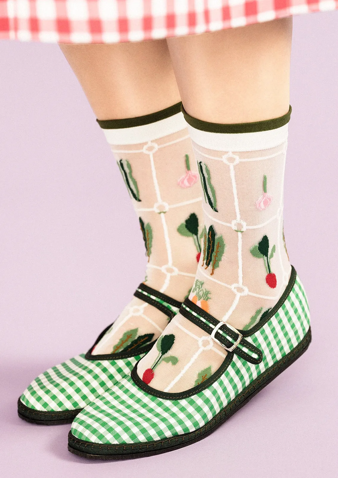 Sheer Veggie Print Socks