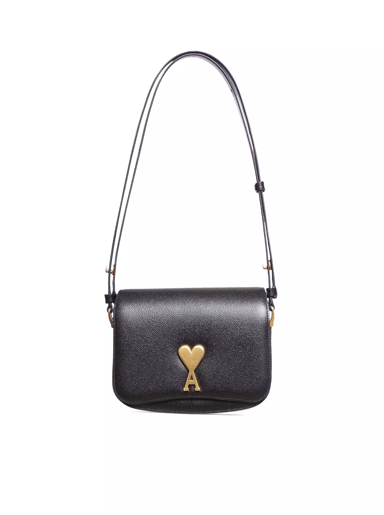 Shoulder bag in black calfskin