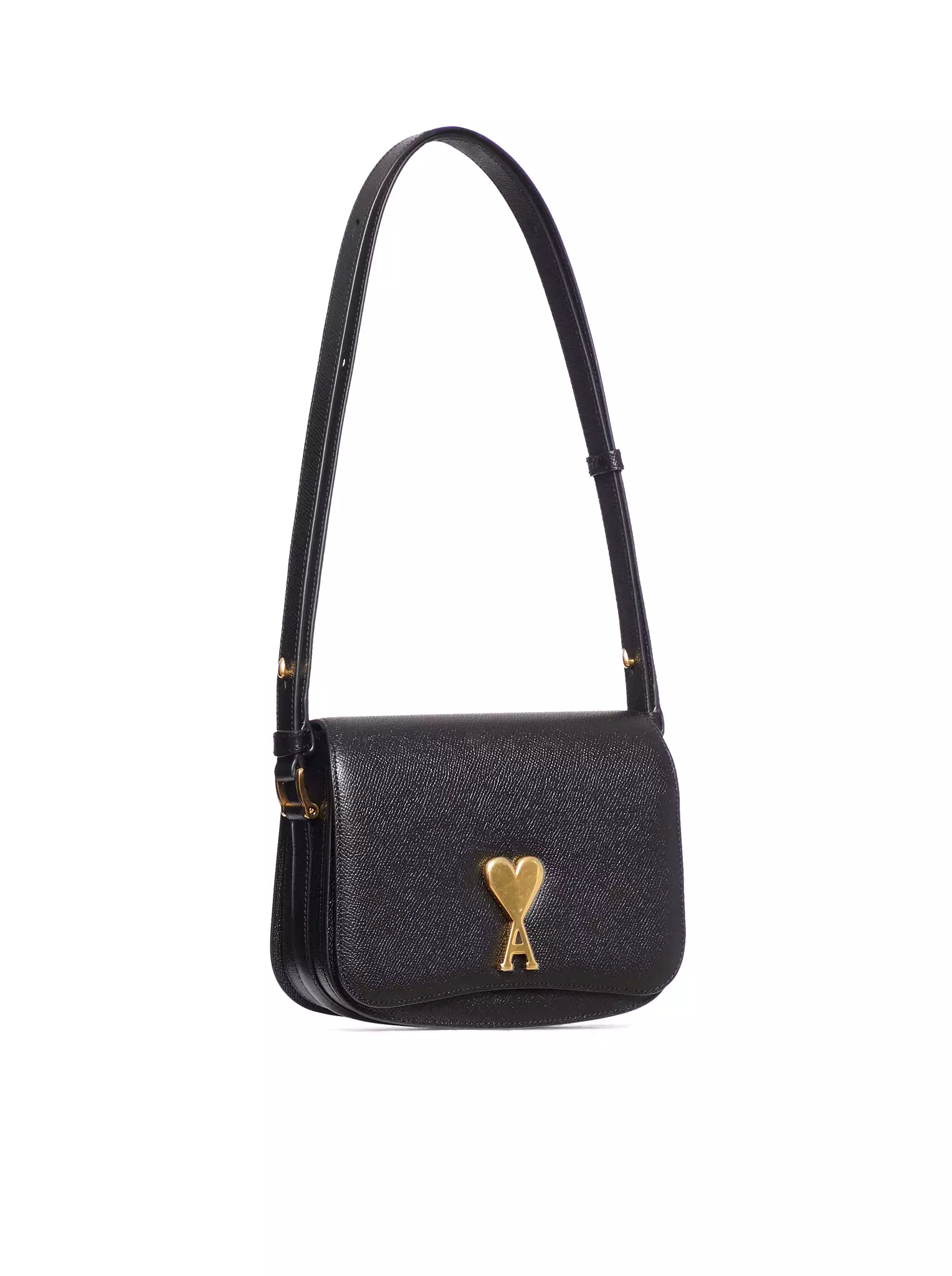 Shoulder bag in black calfskin