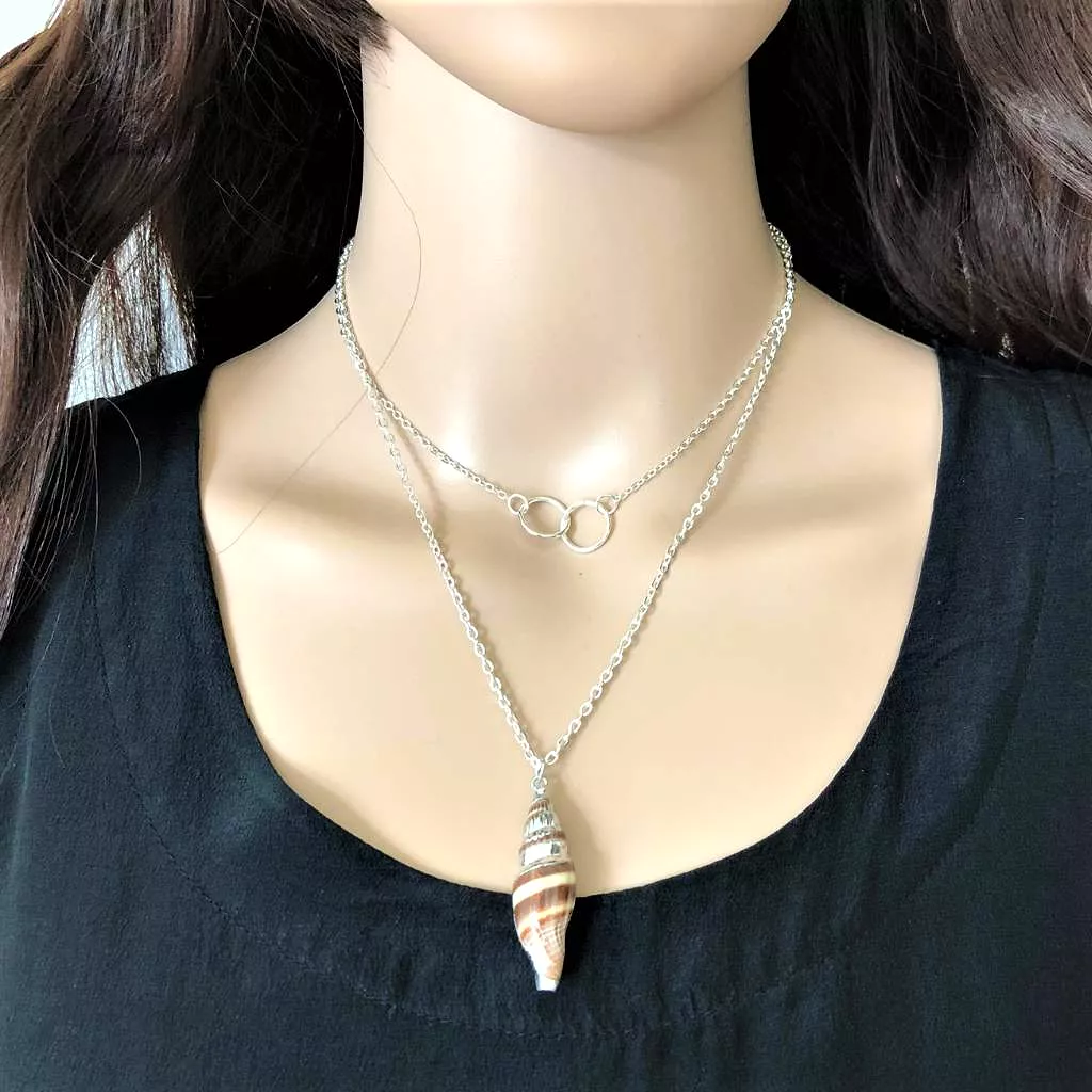 Silver Layered Shell Necklace