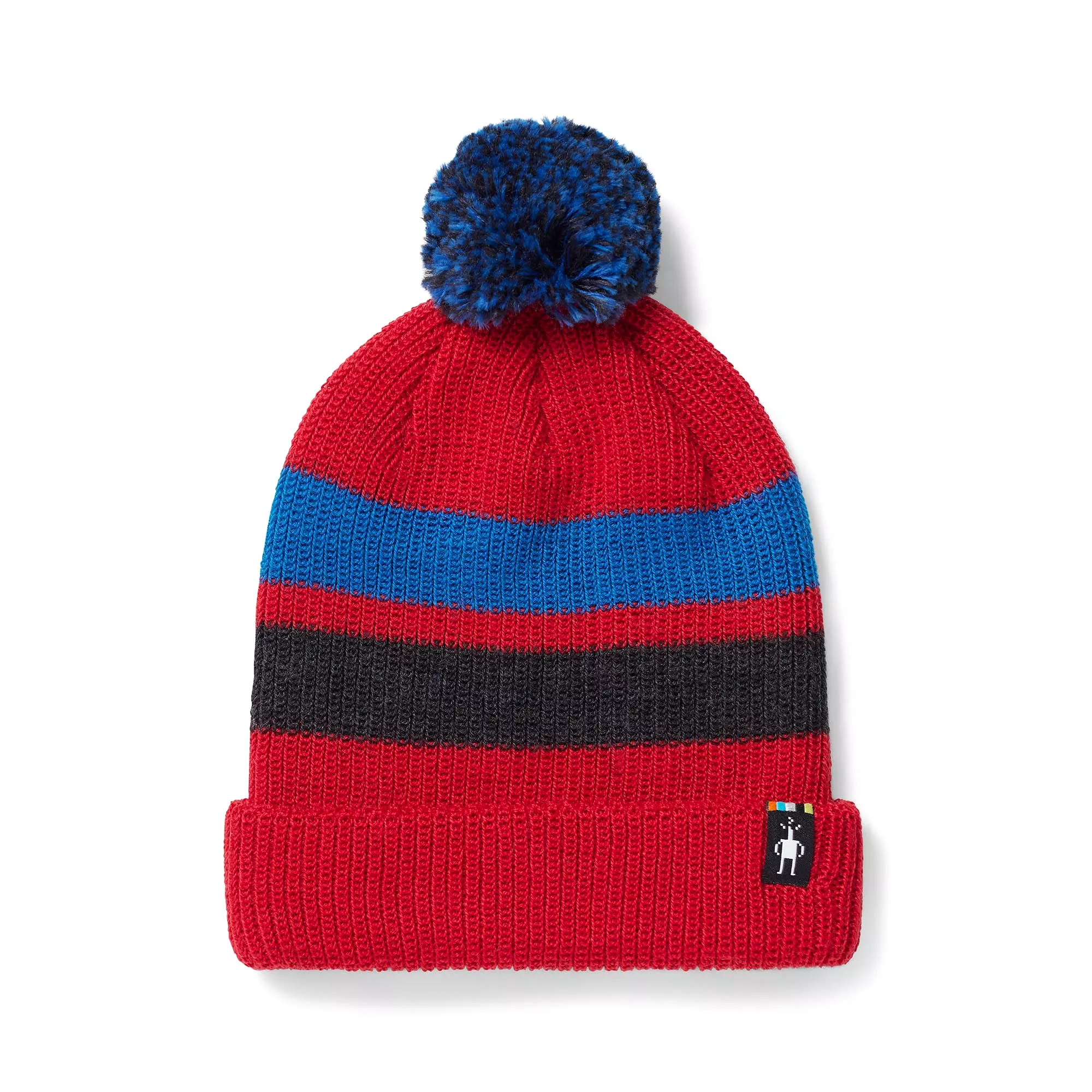 Smartwool Rhythmic Red Stripe Pom Beanie