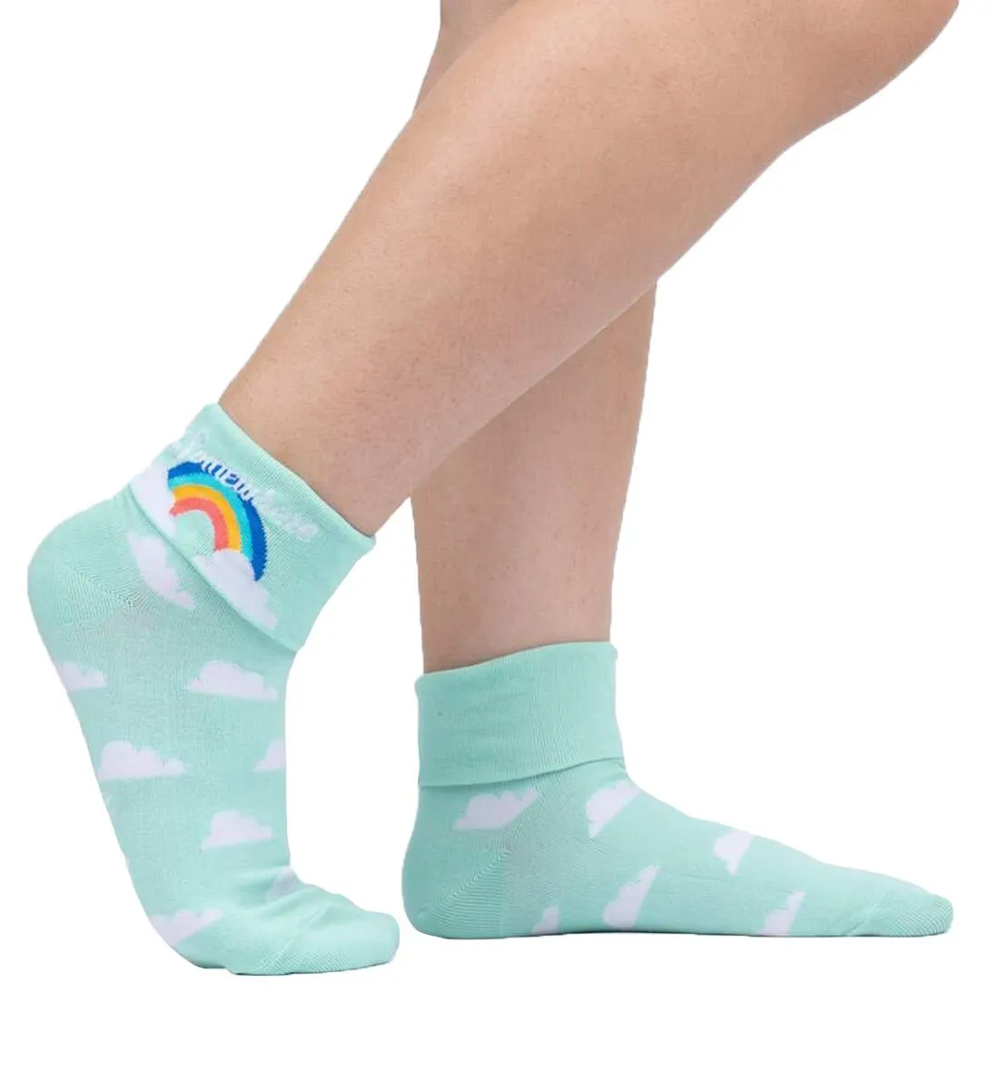 SOCK it to me 2-Way Turn Cuff Crew Socks - Somewhere Over the Rainbow