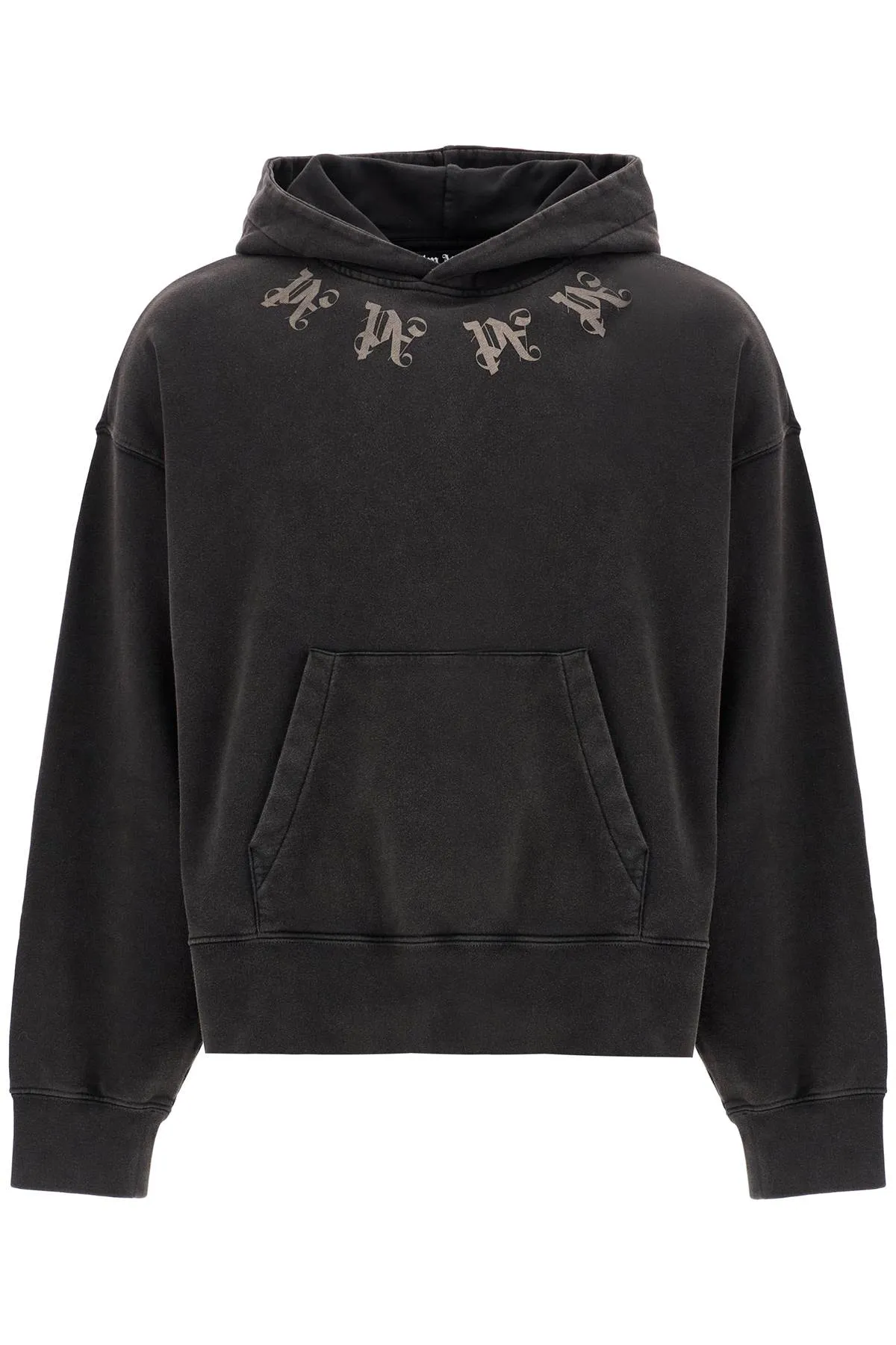 statement monogram hooded sweatshirt PMBB058F24FLE002 BLACK GREY