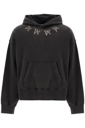 statement monogram hooded sweatshirt PMBB058F24FLE002 BLACK GREY