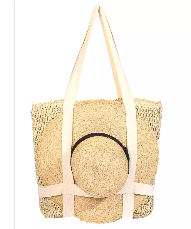 Straw Hat Holder Tote - Tan