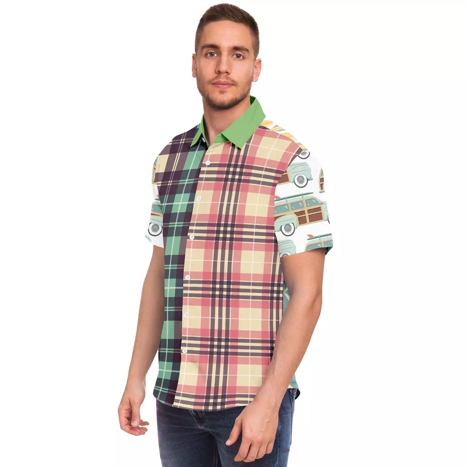 Summer Juxtapose Short Sleeve Button Down Shirt