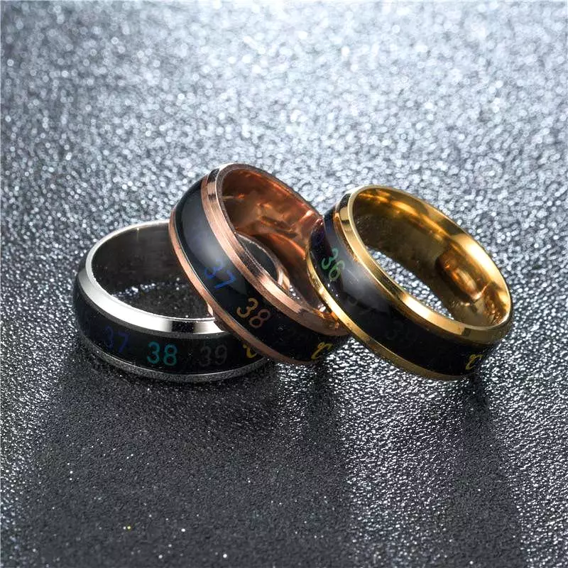 Unisex Temperature Ring Titanium Steel Mood Emotion Feeling Intelligent Temperature Sensitive Ring Waterproof