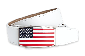 USA Flag Aston White, 1 3/8 Strap, Golf Belt