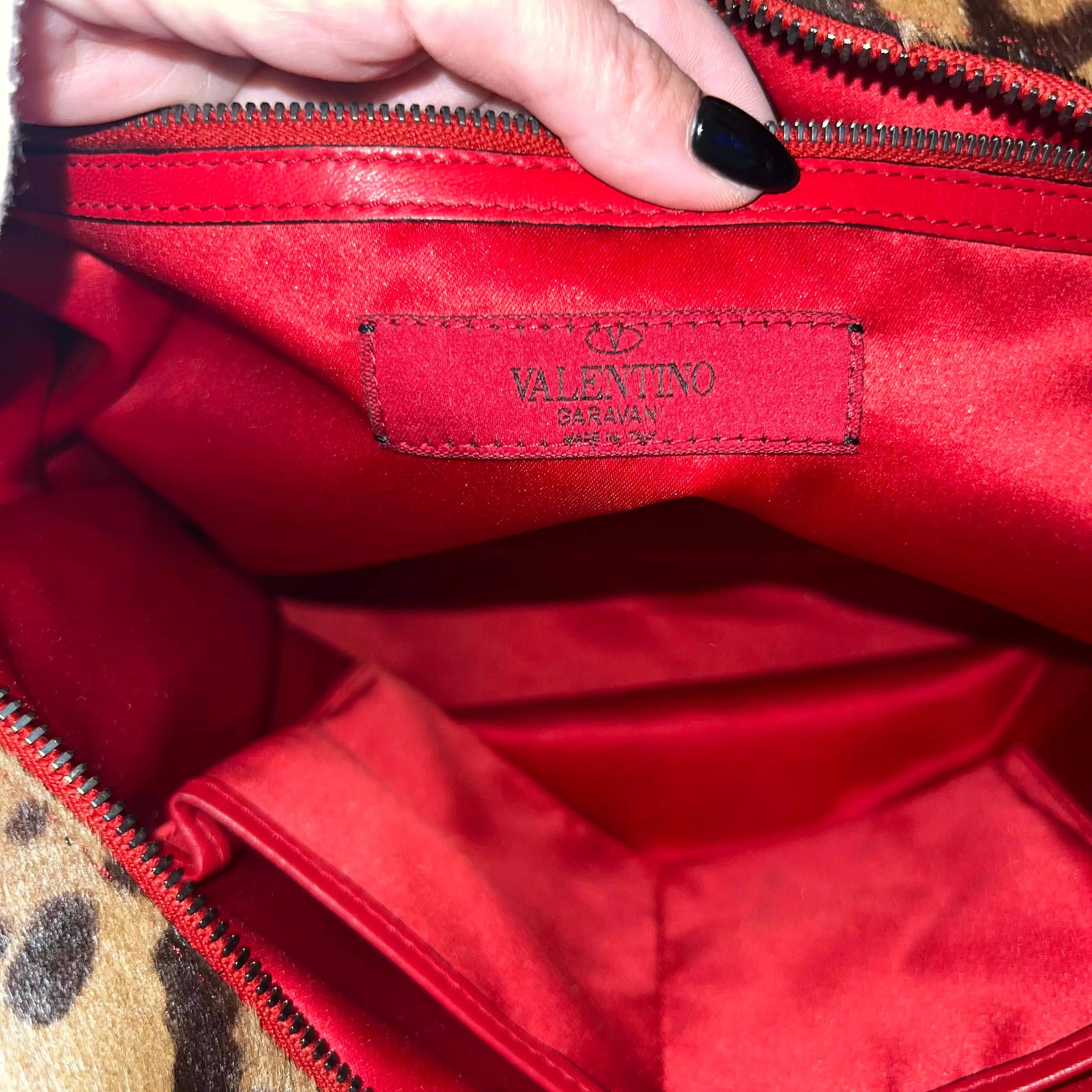 Valentino Garvani Red Nappa Leather Rose Sequin Bag