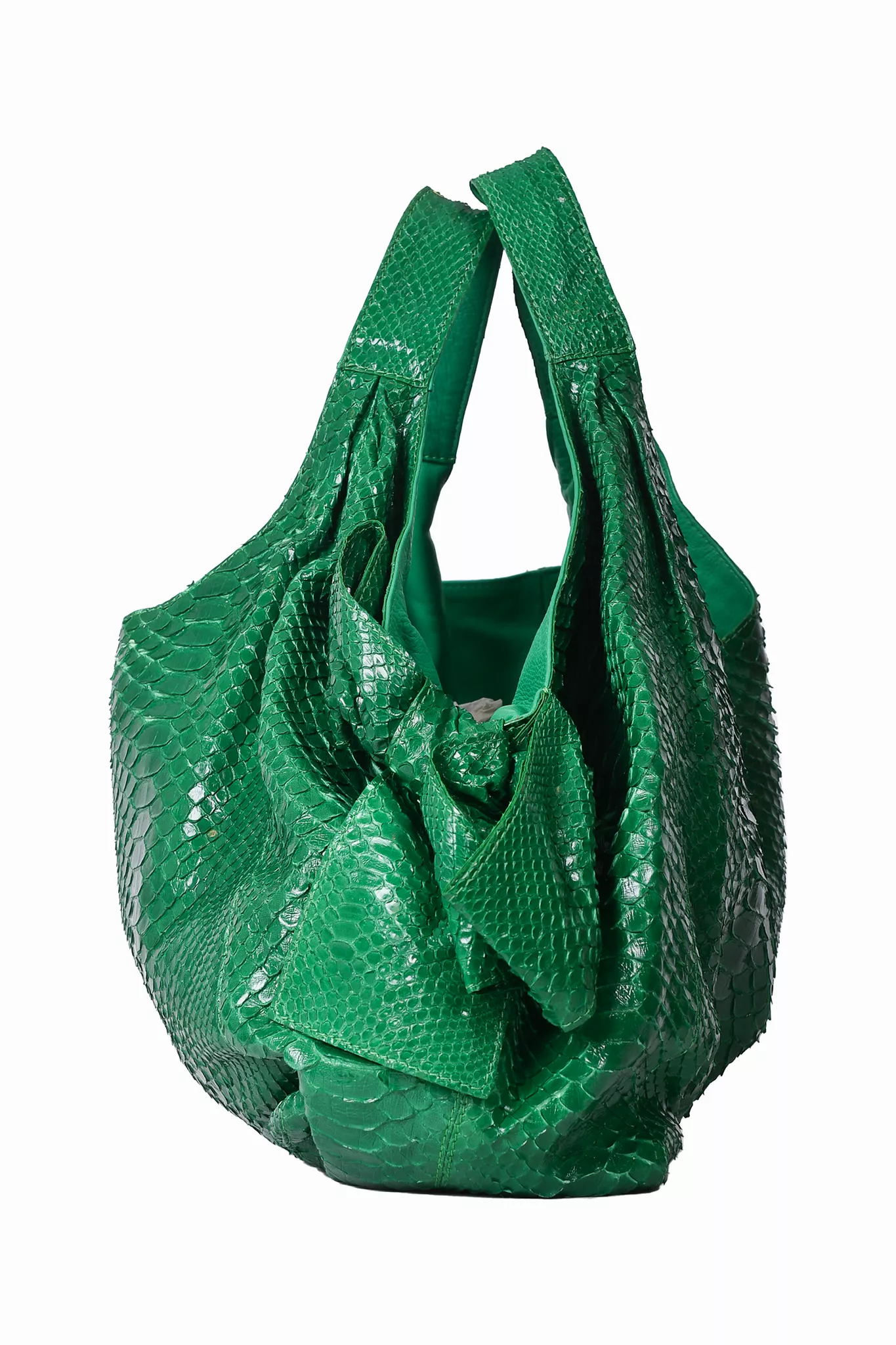 Valentino Green Python Leather Nuage Hobo Bag