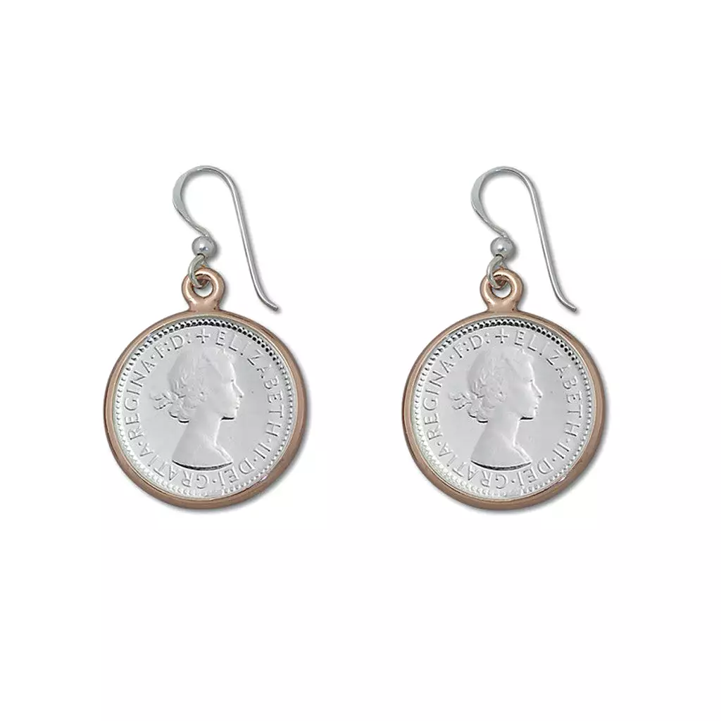 Von Treskow Two Tone Sixpence Coin Earrings