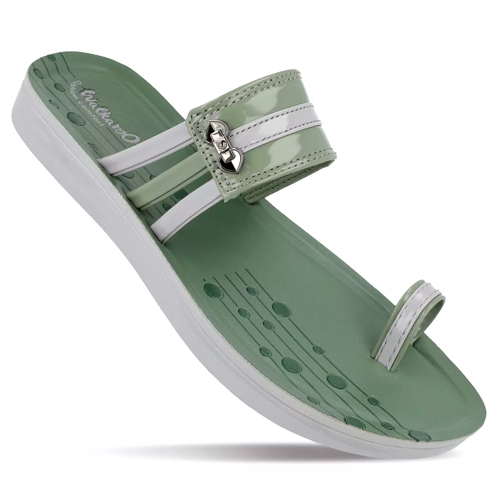 Walkaroo Womens Toe Ring Slide Sandals  - WL7415 Grey Green