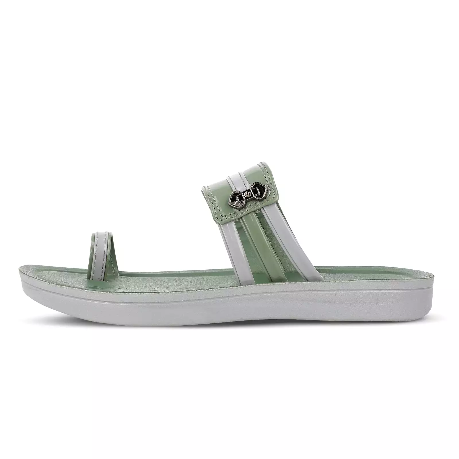 Walkaroo Womens Toe Ring Slide Sandals  - WL7415 Grey Green