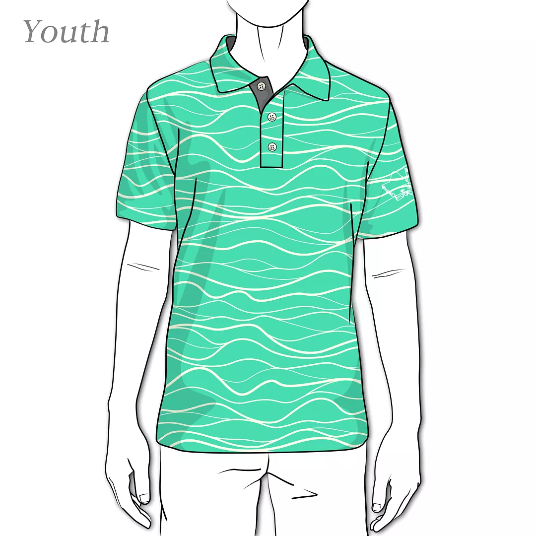 Wavy Seafoam - OGA Youth Polo - Seafoam Green