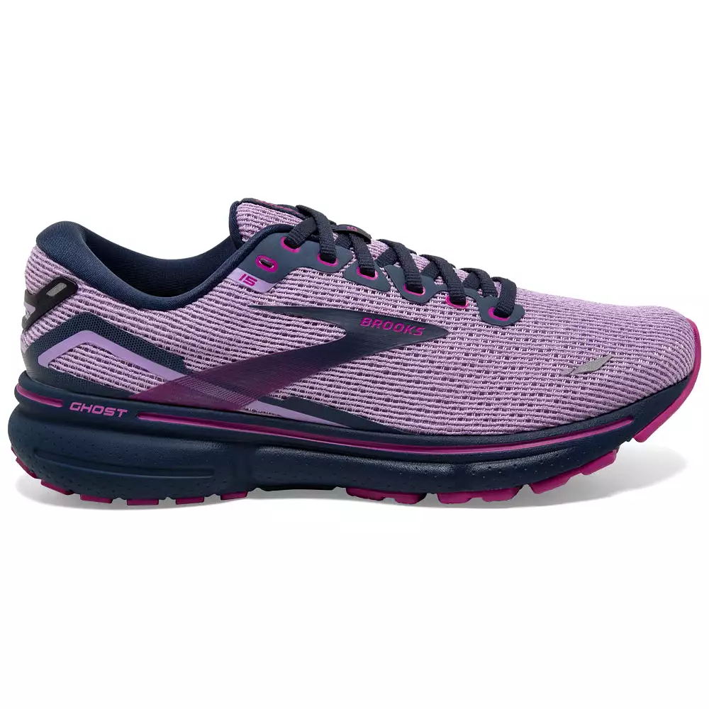 Women's Brooks Ghost 15, Rhapsody/Dress Blue/Viola, 10.5 B Medium