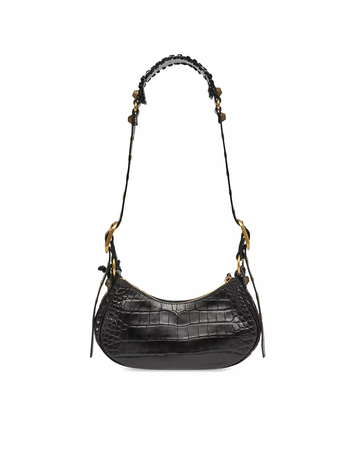 WOMEN`S LE CAGOLE XS SHOULDER BAG CROCODILE EMBOSSED IN BLACK