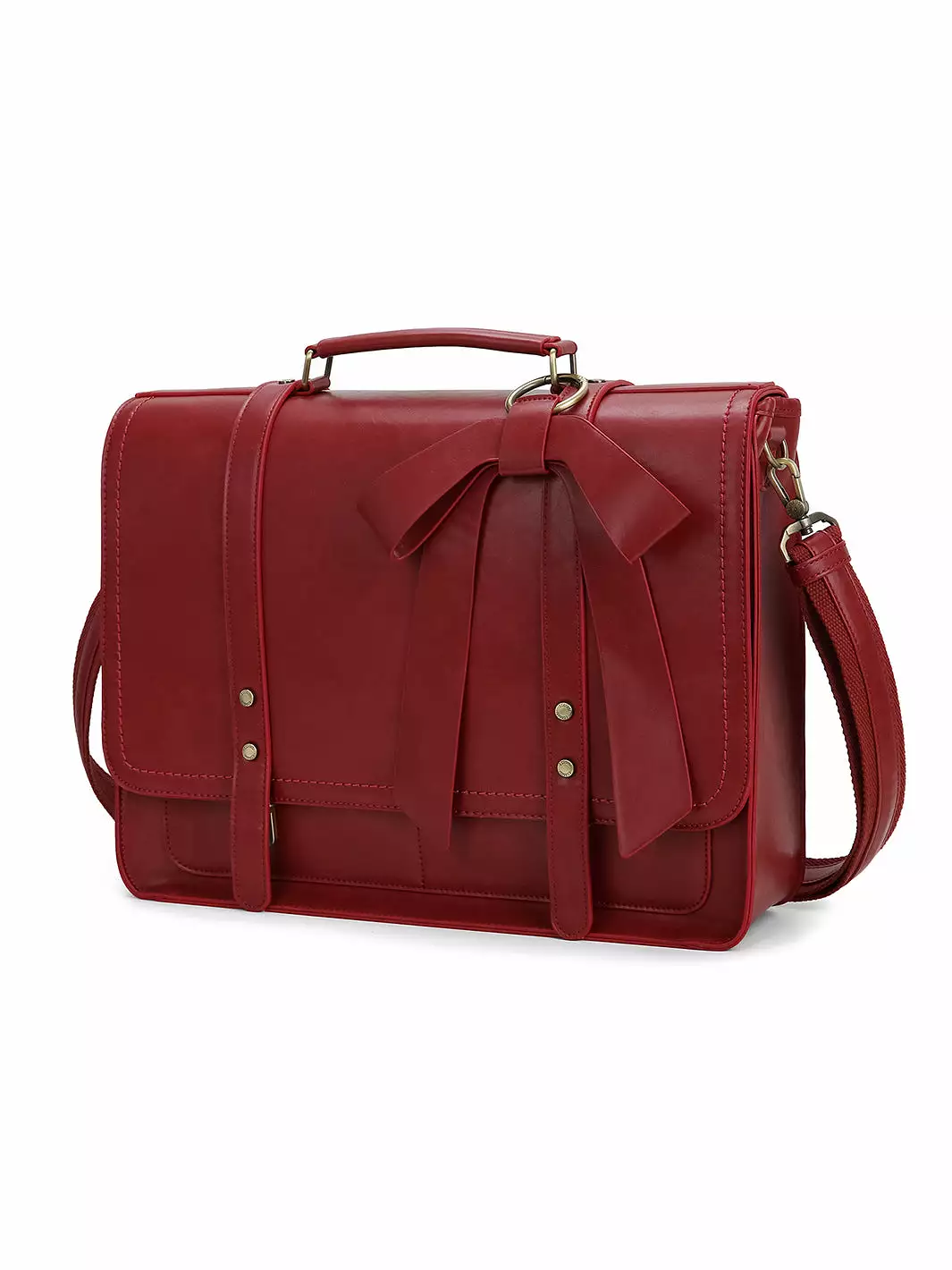 Women's PU Detachable Bow Big Briefcase